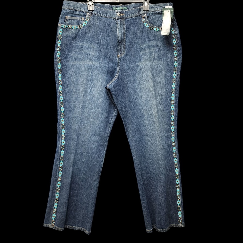 Vintage Lauren Ralph Lauren Beaded‎ Jeans Womens 22W Boho Aztec Southwestern NEW